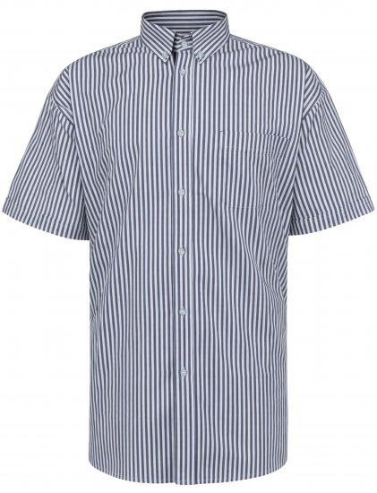 Kam Jeans 6375 Casual Striped Short Sleeve Shirt Navy - Skjortor - Stora skjortor - 2XL-8XL