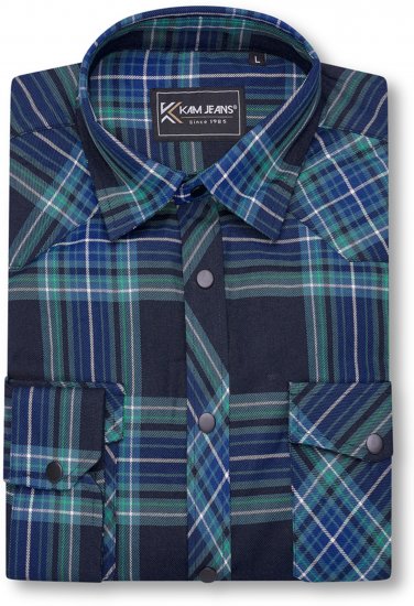 Kam Jeans 6353 Western Check Shirt Navy - Skjortor - Stora skjortor - 2XL-8XL