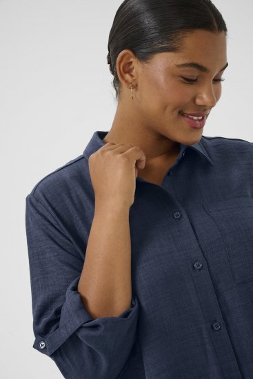 Kaffe Curve Ellie Shirt Tunic Moon Indigo Blue - Tunikor - 