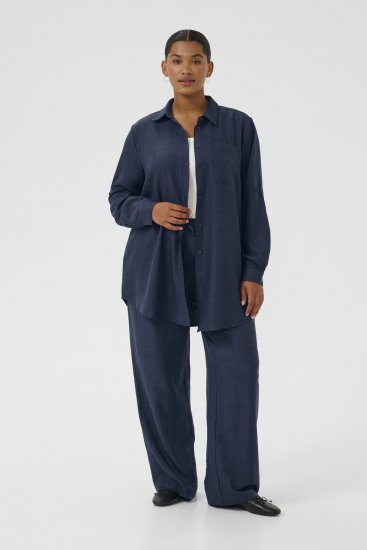 Kaffe Curve Ellie Shirt Tunic Moon Indigo Blue - Tunikor - 