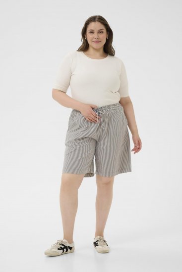 Kaffe Curve Nana Randiga shorts Midnatt/Vit randig - Jeans & Byxor i Stora Storlekar – Plus Size - 