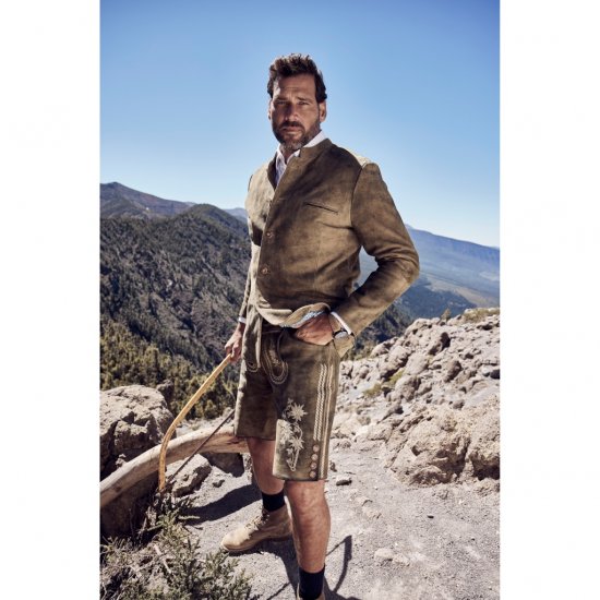 JP1880 Shorts Goat Suede with Belt Buckle Traditional Moss Green - Festkläder - Festkläder – Fira stilfullt och bekvämt