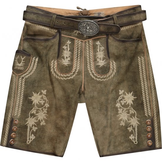 JP1880 Shorts Goat Suede with Belt Buckle Traditional Moss Green - Festkläder - Festkläder – Fira stilfullt och bekvämt