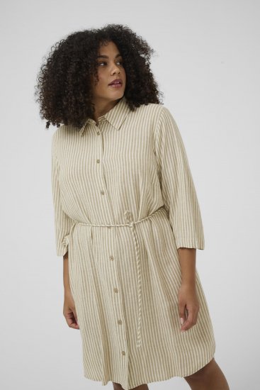 Kaffe Curve Milla Short Shirt Dress Chinchilla/Chalk Stripe - Miniklänningar - 