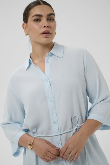 Kaffe Curve Mille Short Shirt Dress Nantucket Breeze Blue - Miniklänningar - 