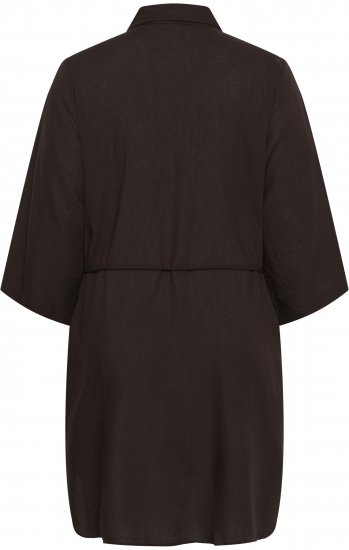 Kaffe Curve Mille Short Shirt Dress Black Coffee Brown - Miniklänningar - 