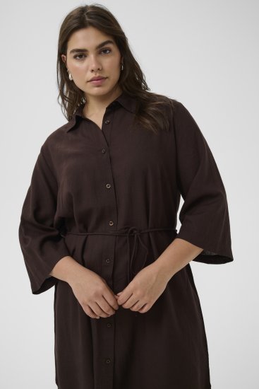 Kaffe Curve Mille Short Shirt Dress Black Coffee Brown - Miniklänningar - 