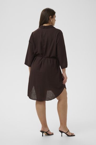 Kaffe Curve Mille Short Shirt Dress Black Coffee Brown - Miniklänningar - 