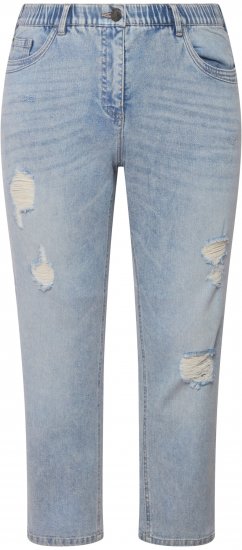 Ulla Popken Stonewashed Distressed Boyfriend Jeans Light Blue - Jeans & Byxor i Stora Storlekar – Plus Size - 