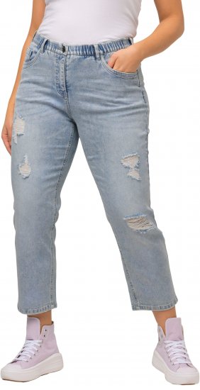 Ulla Popken Stonewashed Distressed Boyfriend Jeans Light Blue - Jeans & Byxor i Stora Storlekar – Plus Size - 