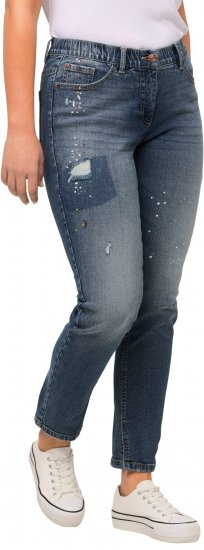 Ulla Popken Distressed Stretch Fit Sarah Jeans Blue Denim - Jeans & Byxor i Stora Storlekar – Plus Size - 