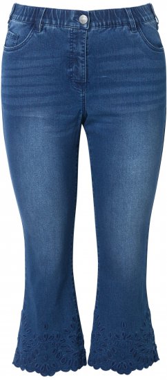 Ulla Popken Cropped Flared Eyelet Jeans Denim Blue - Jeans & Byxor i Stora Storlekar – Plus Size - 