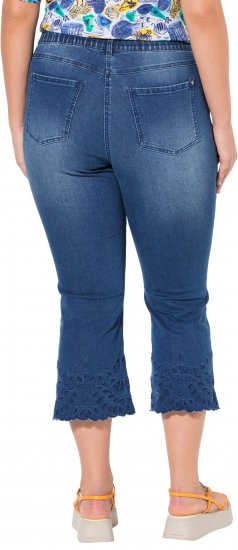 Ulla Popken Cropped Flared Eyelet Jeans Denim Blue - Jeans & Byxor i Stora Storlekar – Plus Size - 