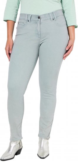 Ulla Popken Slim Leg Light Wash Jeans Light Moss Light Moss Green - Jeans & Byxor i Stora Storlekar – Plus Size - 