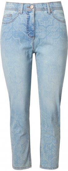Ulla Popken Tile Laser Print Stretch Fit Jeans Light Light Blue Denim - Jeans & Byxor i Stora Storlekar – Plus Size - 