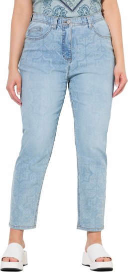 Ulla Popken Tile Laser Print Stretch Fit Jeans Light Light Blue Denim - Jeans & Byxor i Stora Storlekar – Plus Size - 