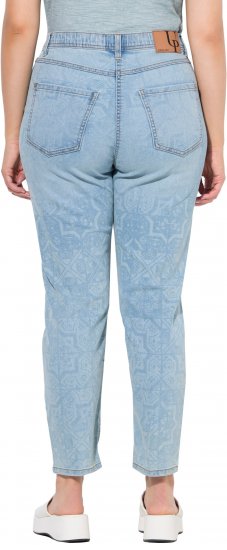 Ulla Popken Tile Laser Print Stretch Fit Jeans Light Light Blue Denim - Jeans & Byxor i Stora Storlekar – Plus Size - 