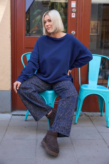 Ulla Popken Leopard Print Stretch Fit Jeans Ink Blue - Jeans & Byxor i Stora Storlekar – Plus Size - 