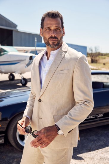 JP1880 Kos Linen Blend Jacket Sand - Kostymer och kavajer - Kostymer i stora storlekar