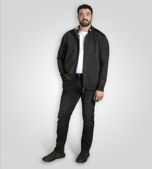 D555 Dereham 2 Knitted Sweater with Zipper Charcoal Marl - Tröjor & hoodies - Stora hoodies & tröjor - 2XL-14XL
