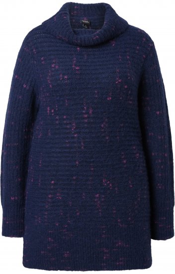 Ulla Popken Space Yarn Oversized Turtleneck Sweater Blue - Collegetröjor & hoodies - 