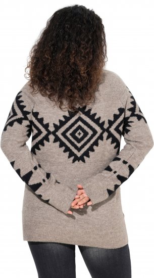 Ulla Popken Aztec Pattern Turtleneck Sweater Pebble Grey - Collegetröjor & hoodies - 