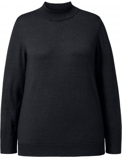 Ulla Popken Long Sleeves Mock Turtleneck Sweater Black - Ulla Popken - 