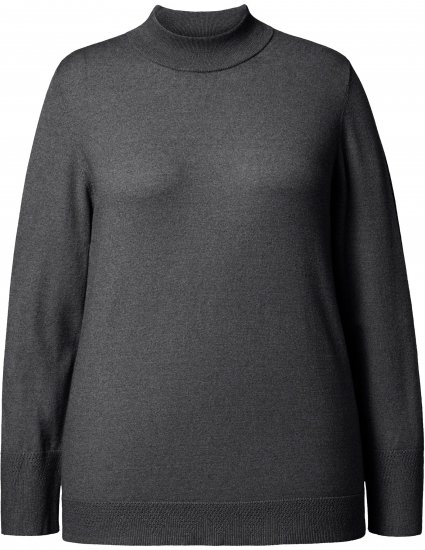 Ulla Popken Long Sleeves Mock Turtleneck Sweater Charcoal Grey Melange - Collegetröjor & hoodies - 
