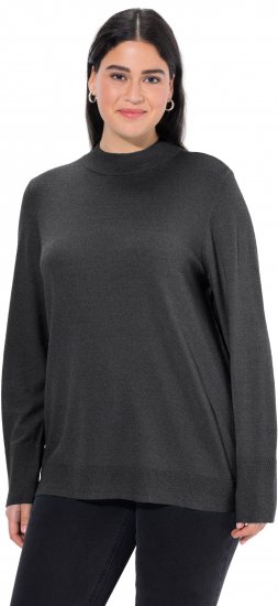 Ulla Popken Long Sleeves Mock Turtleneck Sweater Charcoal Grey Melange - Collegetröjor & hoodies - 