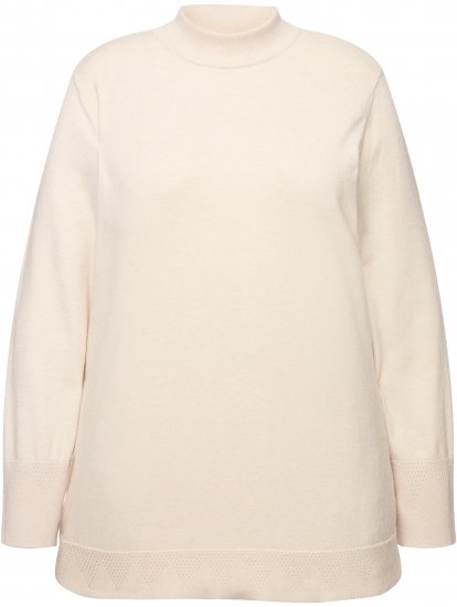 Ulla Popken Long Sleeves Mock Turtleneck Sweater Nature Melange - Collegetröjor & hoodies - 