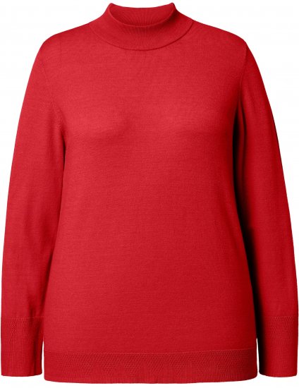 Ulla Popken Long Sleeves Mock Turtleneck Sweater Salsa Red - Collegetröjor & hoodies - 