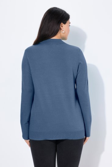 Ulla Popken Long Sleeves Mock Turtleneck Sweater Atlantic Blue - Ulla Popken - 