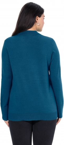 Ulla Popken Long Sleeves Mock Turtleneck Sweater Cerulean - Ulla Popken - 