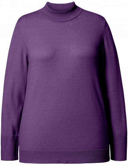 Ulla Popken Long Sleeves Mock Turtleneck Sweater Deep Violet - Collegetröjor & hoodies - 