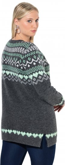 Ulla Popken Norwegian Style Pastel Tone Long Sleeve Sweater Dark Grey Melange - Collegetröjor & hoodies - 