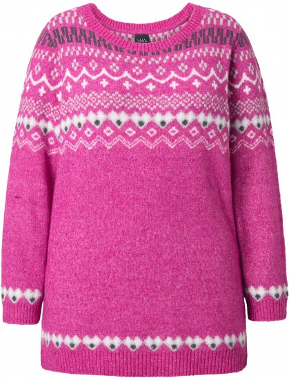 Ulla Popken Norwegian Style Pastel Tone Long Sleeve Sweater Summer Berry - Collegetröjor & hoodies - 
