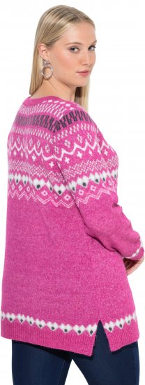 Ulla Popken Norwegian Style Pastel Tone Long Sleeve Sweater Summer Berry - Collegetröjor & hoodies - 