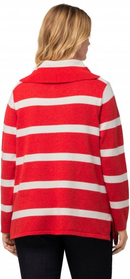 Ulla Popken Stripe Fine Knit Turtleneck Sweater Light Red - Collegetröjor & hoodies - 