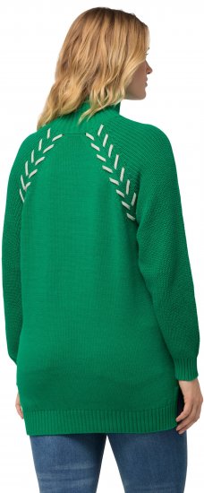 Ulla Popken Contrast Braid Turtleneck Sweater Emerald Green - Collegetröjor & hoodies - 