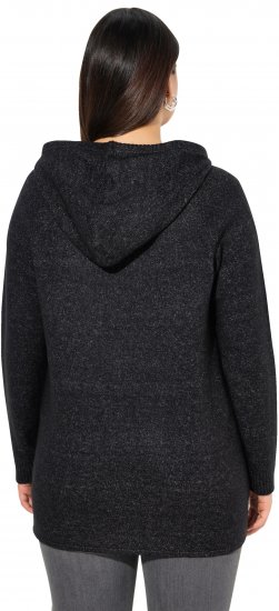 Ulla Popken Sequined Knit Long Sleeve Hoodie Black - Collegetröjor & hoodies - 
