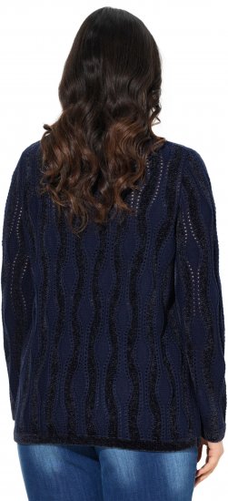 Ulla Popken Openwork Chenille Sweater Navy - Collegetröjor & hoodies - 