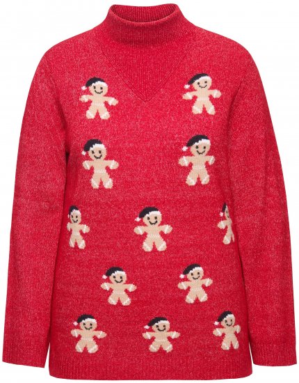 Ulla Popken Gingerbread Men Sweater Salsa Red - Collegetröjor & hoodies - 