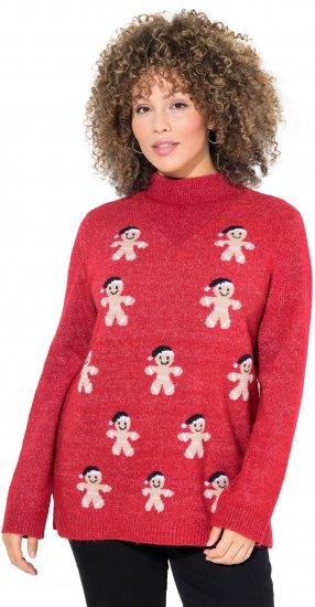 Ulla Popken Gingerbread Men Sweater Salsa Red - Collegetröjor & hoodies - 