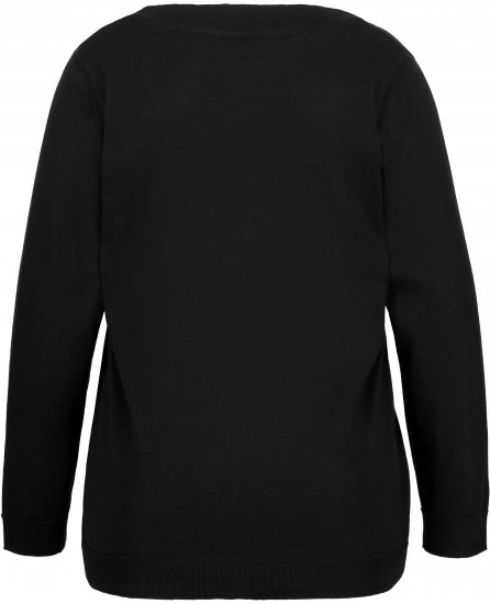 Ulla Popken Casual V-Neck Long Sleeve Sweater Black - Collegetröjor & hoodies - 