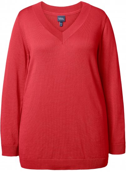 Ulla Popken Casual V-Neck Long Sleeve Sweater Salsa - Collegetröjor & hoodies - 