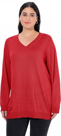 Ulla Popken Casual V-Neck Long Sleeve Sweater Salsa - Collegetröjor & hoodies - 