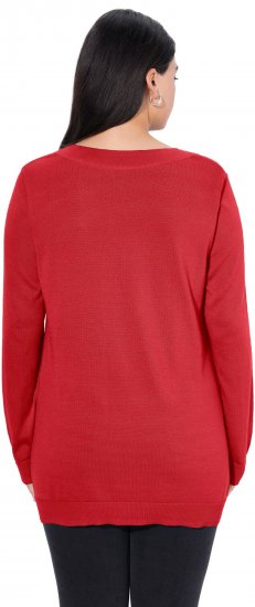 Ulla Popken Casual V-Neck Long Sleeve Sweater Salsa - Collegetröjor & hoodies - 
