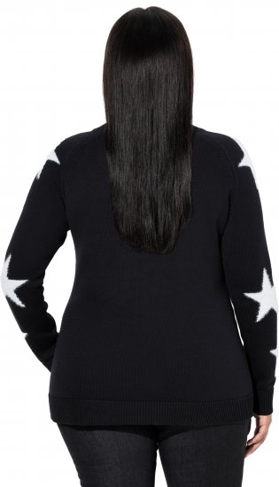 Ulla Popken Glitter Stars Soft Knit Sweater Black - Collegetröjor & hoodies - 