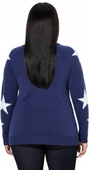 Ulla Popken Glitter Stars Soft Knit Sweater Blue - Collegetröjor & hoodies - 