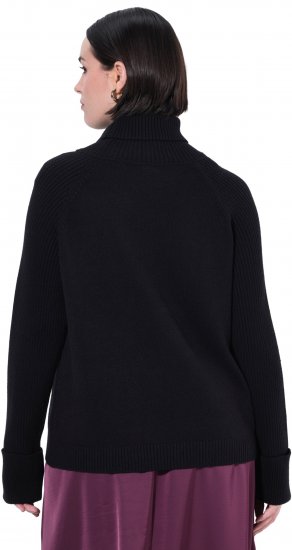 Ulla Popken Turtleneck Sweater with Ribbed Inserts Black - Collegetröjor & hoodies - 
